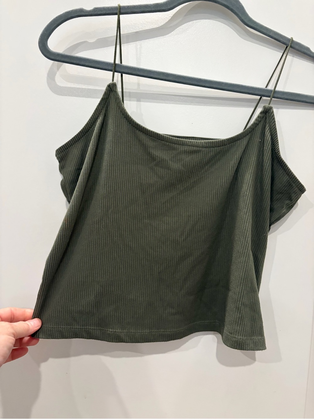 No Boundaries Olive Ribbed Spaghetti Strap Cami
